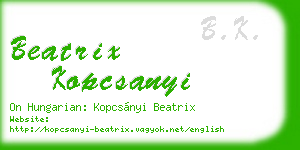 beatrix kopcsanyi business card