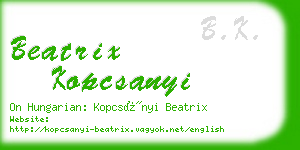 beatrix kopcsanyi business card